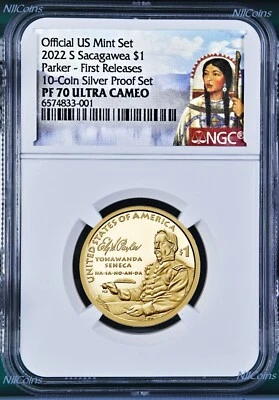 2022 Native American Dollar Ely S. Parker $1 Coin FR NGC PF70 Silver-set-Version - Image 1 of 2