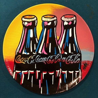 STEVE KAUFMAN ALL ORIGINAL Coca Cola painting drawing SIGNED COA Plate Coke - Image 1 of 4