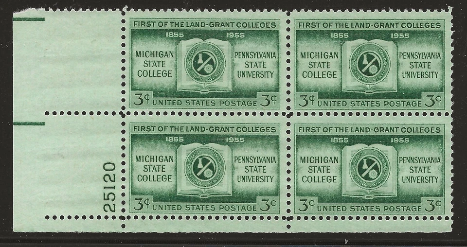 US Scott #1065, Plate Block #25120 1955 Land Grant College FVF MNH Lower Left - Image 1 of 1