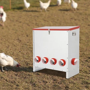 Automatic Floor-standing Chicken Feeder Large Capacity Galvanized Metal 10-Hole - Picture 1 of 12