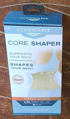 COPPER FIT L/XL 腰围 34 英寸至 42 英寸米色铜注入芯塑形器 — 第 1/3 张图片