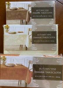 Choice Fall Autumn Vine Damask Tablecloths Ivory 84" Mushroom 104"  Bronze 120" - Picture 1 of 25
