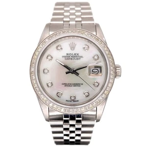 Rolex Men's Datejust 36mm Jubilee Steel Watch ICED 1.25ct Diamonds MOP Dial - Picture 1 of 9