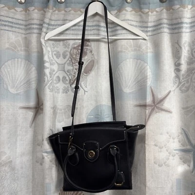 Lauren Ralph Lauren Black Leather Millbrook Medium Crossbody Satchel Handle  Bag - Image 1 of 4