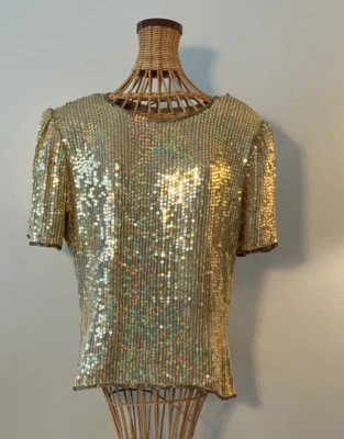 Blusa vintage de lentejuelas Laurence Kazar Foto 1 de 4