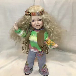 Harmony Hippie NANCY LESLIE Doll ~ Danbury Mint Porcelain Collector Flower Child - Picture 1 of 11