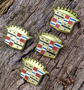 1974-1976 Cadillac GOLD *4-Piece* Crest Emblem Set for Deville/Fleetwood/Calais - Picture 1 of 22