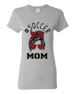 Mom Life Soccer Messy Hair Bandana Mothers Day Women Graphic Shirt - Picture 1 of 9