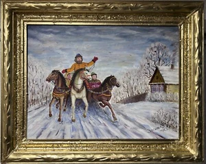 1990 Artist V.Vasilyev Oil painting on canvas Genre scene "Festival Maslenitsa" - Picture 1 of 10