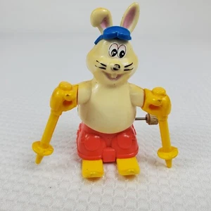 Tomy Snow Funnies Skiing Bunny Wind Up Toy 1980s Vintage - Picture 1 of 8