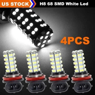 Комплект из 4 светодиодных противотуманных фар высокой мощности H8 H11 H9 6000K 68 2835-SMD - Изображение 1 из 4