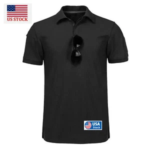 Men's Short-sleeved Tactical Polo Shirt Quick Dry Team Battle Jacket T US - Picture 1 of 17