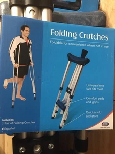Muletas plegables Carex tamaño universal almohadillas y empuñaduras cómodas 4’11"- 6'4" NUEVO - Imagen 1 de 6
