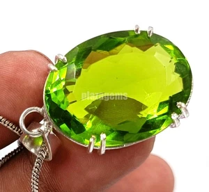 Elegant 53.95 Ct Natural Green Peridot Oval Cut 925 Sterling Silver Pendant 5AOF - Picture 1 of 7