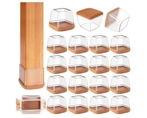 XSL-TJH Chair Leg Floor Protectors Felt Silicone Caps 24pcs (0.67–0.9 in) Brown - Picture 1 of 3
