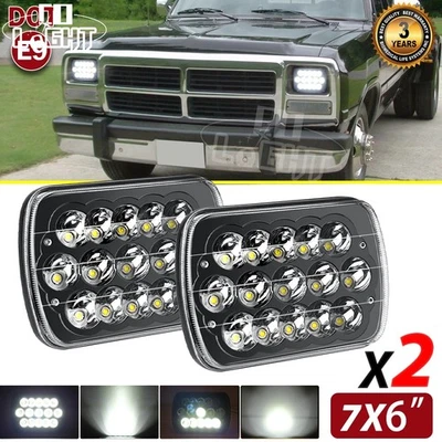 Par de Faróis de LED 5x7" 7x6" Feixe Hi/Lo Para Dodge D150 D250 D350 Ram 50 H4 JEEP - Imagem 1 de 4