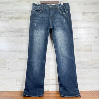 Углеродные расслабленные прямые джинсы из денима мужские 34/34 темная стирка искусственно состаренные - Изображение 1 из 4