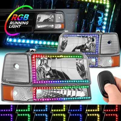 Para 1992-1996 F150 F250 F350 Secuencial RGB LED DRL Faro Parachoques Lámpara Cromo Foto 1 de 4