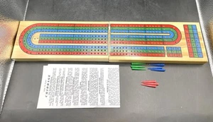 Tabla de cuna de viaje plegable de madera de 3 pistas codificada por colores con 6 clavijas de plástico - Imagen 1 de 8
