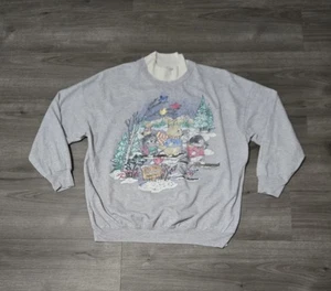 Vintage Nussknacker Winter Katze Thema Stehkragen Sweatshirt Damengröße 1X Oma - Bild 1 von 9
