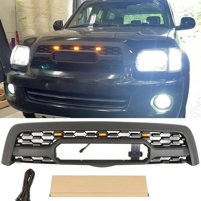 Parrilla delantera negra apta para Toyota Sequoia 2005 2006 2007 parrilla de parachoques con luz Foto 1 de 4
