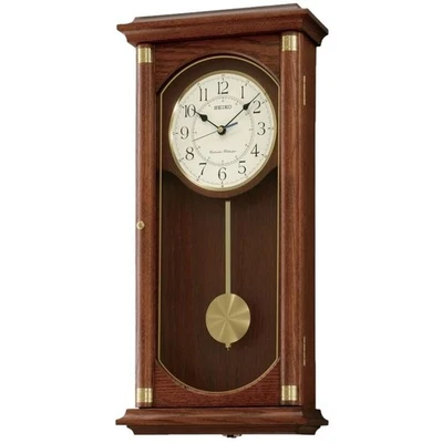 Seiko Pendulum Wall Clock QXH039B Oak Finish Westminster/Whittington Chime, New! - Image 1 of 4