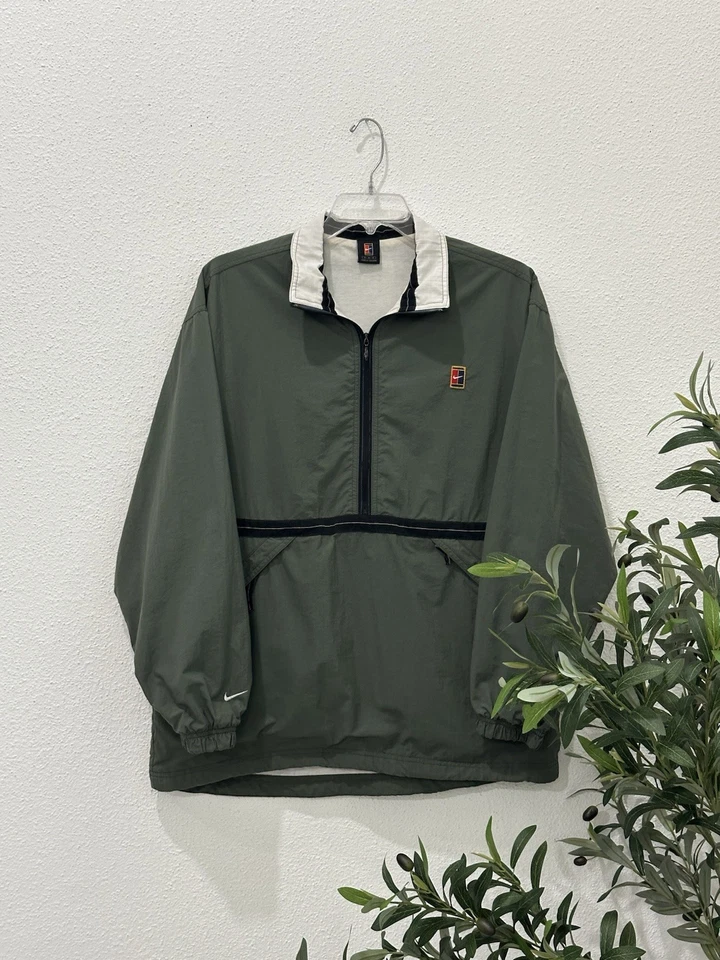 Винтажная ветровка 90-х Nike Tennis Challenge Court зеленая на молнии размер M подходит L - Изображение 1 из 4