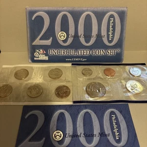 2000 Philadelphia Mint Uncirculated US Coin Set In Original Envelope - Picture 1 of 8