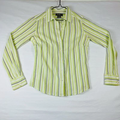 Blusa Eddie Bauer Para Mujer Talla XS Searsucker Rayas Verde/Blanco Manga Larga Foto 1 de 4
