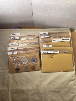 1955-1964 US MINT silver proof Sets (10) Total. Free Shipping - Image 1 of 4