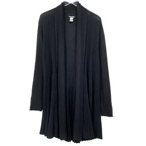 Stella Carakasi Go To Cardigan Size L Sweater Black Long Open Front Draped - Picture 1 of 9