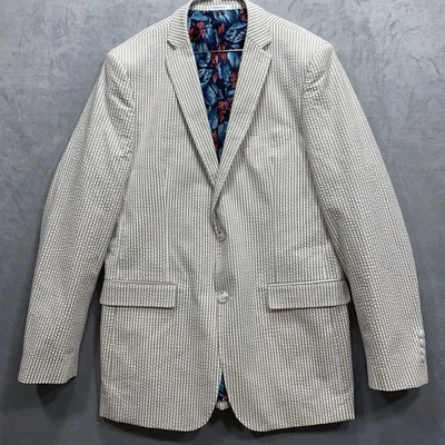 Ferrecci Tan Pinstripe Cotton Men’s Jacket Blazer Size 42L Seersucker - Image 1 of 4