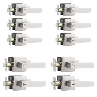 拉丝镍隐私门把手 10 包易于安装可调节闩锁 — 第 1/4 张图片