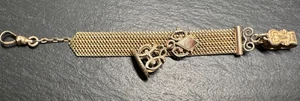 PETITE ANTIQUE GOLD FILLED MESH WATCH CHAIN & FOB H529 - Picture 1 of 20