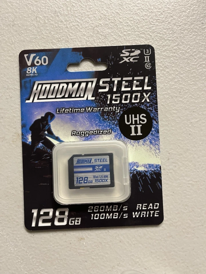 Hoodman Steel 128GB SDXC Memory Card UHS-II V60 1500x Class 10 Brand New Sealed - Image 1 of 2