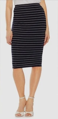 Vince Camuto Navy and White Striped Pencil Skirt Size Large NWT - Image 1 of 4
