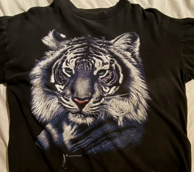 CAMISETA TIGRE De Colección Puntada Única Años 80-90 ANIMAL Adulto Hombre L GRANDE CORTA Foto 1 de 4