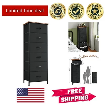 Cómoda organizadora de almacenamiento compacta de 6 cajones para dormitorio, sala de estar y armario Foto 1 de 4