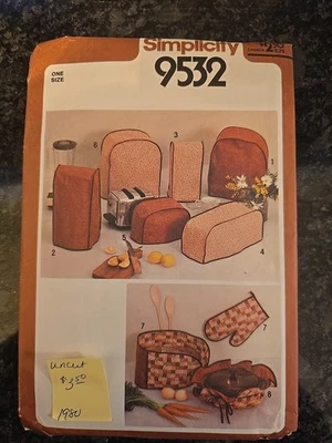 Simplicity 9532 Vintage Pattern Appliance & Casserole Covers Potholder & Mitt UC - Image 1 of 2