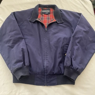 Vintage Lands End Jacket Men’s Large Blue Plaid Lined Bomber Bi-Swing - Image 1 of 4