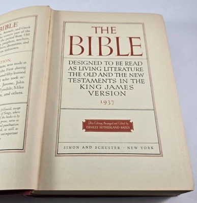 THE BIBLE Designed to be Read as Literature - Bates, 1937 hc, Simon and Schuster - Image 1 of 4