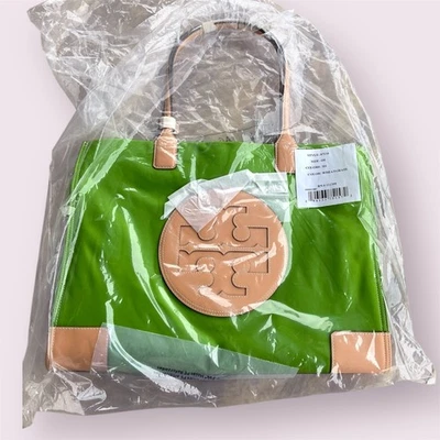 Bolso de Mano Grande Tory Burch Ella - Verde Hierba de Trigo/Bronceado - NUEVO con Etiquetas - Envío Gratis Foto 1 de 4