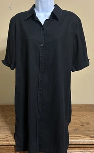 Talbots Black Irish Linen Button Front Midi Shirt Dress Womens Size 14 (1885) - Picture 1 of 9
