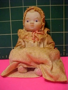Cute 5" Bisque Porcelain Baby Doll in Pretty Christening Gown Soiled  Outfit - Picture 1 of 4