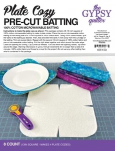 Plate Cozy Pre-Cut Batting - 8 Count Cotton Microwavable Batting Squares M408.09 - Picture 1 of 1