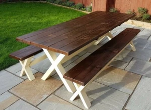 Farmhouse Outdoor / Garden Table with/without Benches DELIVERY DURING JANUARY - Picture 1 of 16