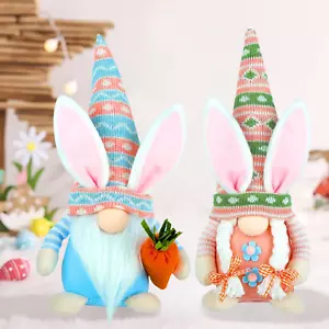 Easter Gnomes, 2PCS Handmade Easter Gnomes Plush Doll Easter Bunny Gnomes Decor, - Picture 1 of 12