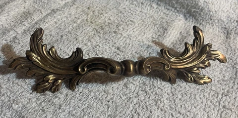 Bronze Brass Antique Hardware Vintage Drawer Pull French Provincial 3" centers Cover