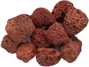 10 Pack Aquarium Red Lava Rock Fish Tank Volcanic Pumice Stones for Fish Shri - Picture 1 of 12