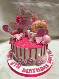 Unofficial Barbie Cake Topper Set Drip Cake Topper Birthday Pink Doll Ballerina
